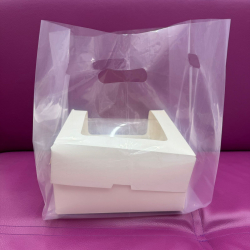 Изображение ОПТ Пакет прозрачный с прорубной ручкой и квадратным дном , 24 х 23 х 38 см, 50 шт (для коробок до 5 капкейков)